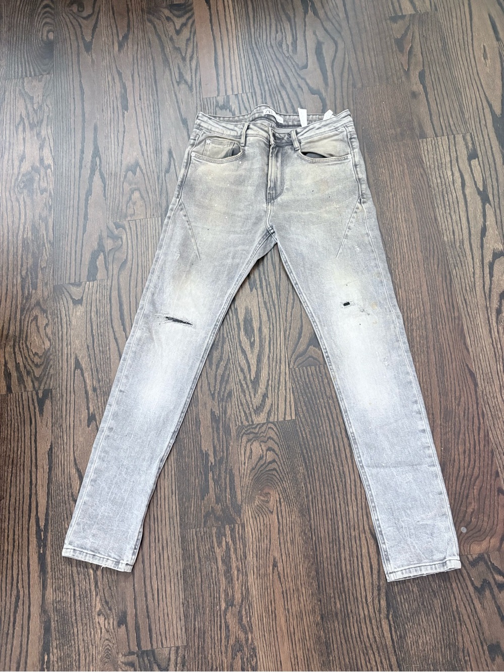 Zara Men's Slim Fit Distressed Grey Jeans